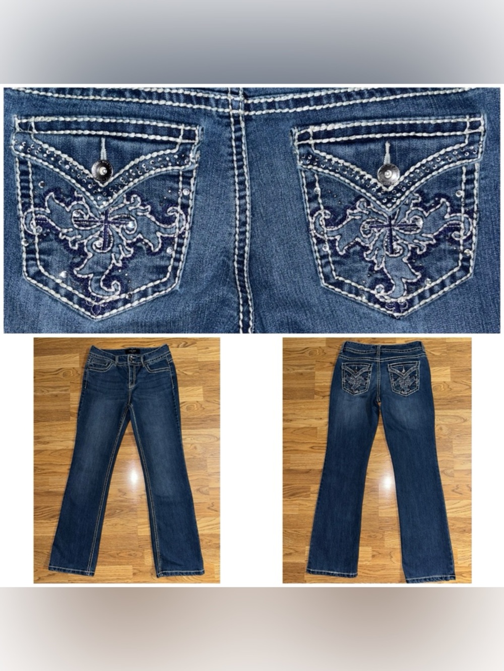 Nine West Bootcut Jeans Women's Size 6 Average Waist Size 27 Diamond Bling